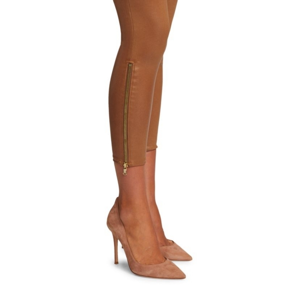 L'AGENCE // sabine zip skinny high rise ankle zipper dark khaki coated jeans - Picture 14 of 16